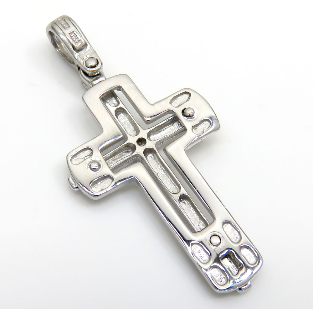 14k white gold stacked italian cross - Image 3