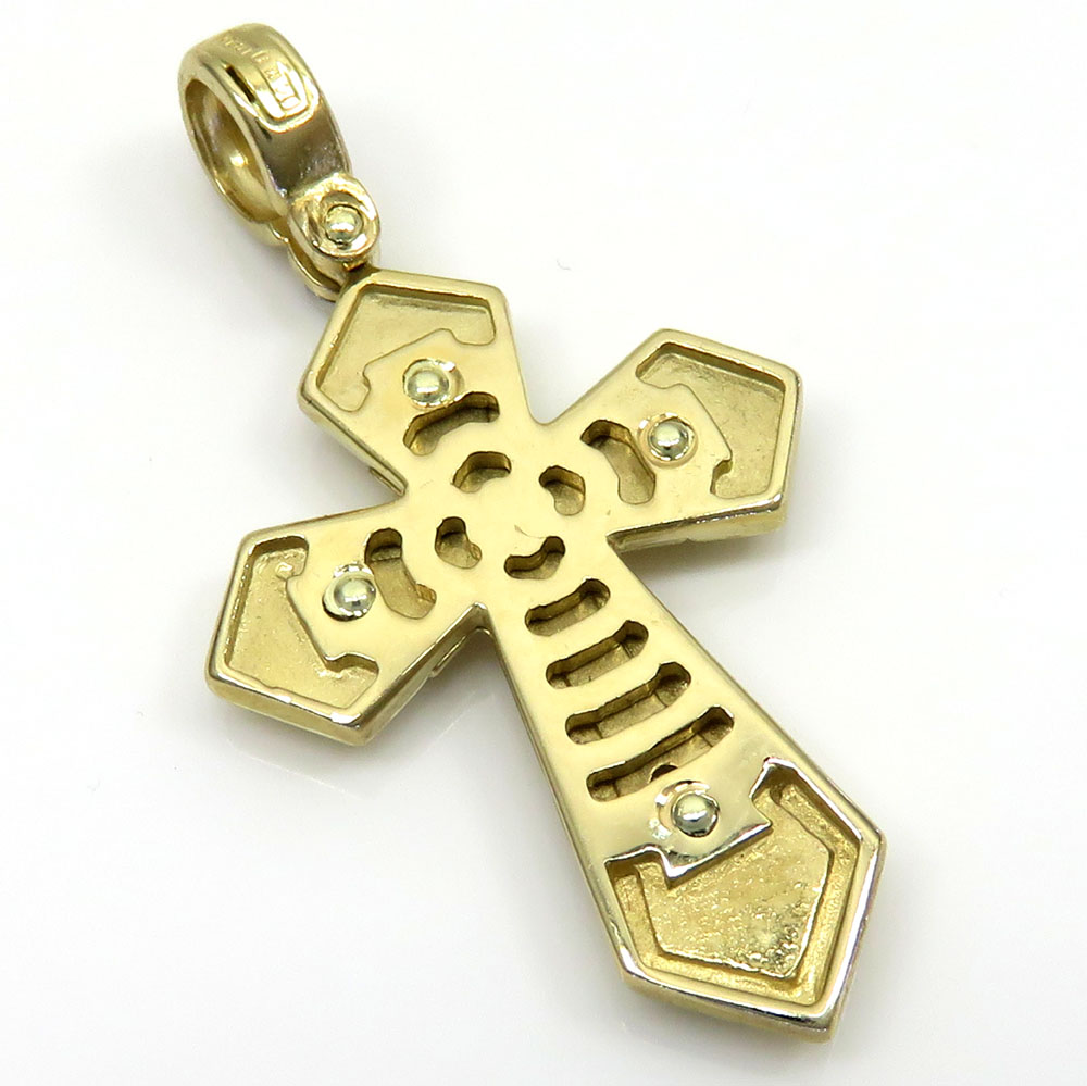 14k yellow and white gold two tone sword cross 
