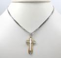 14k yellow and white gold two tone double cross 