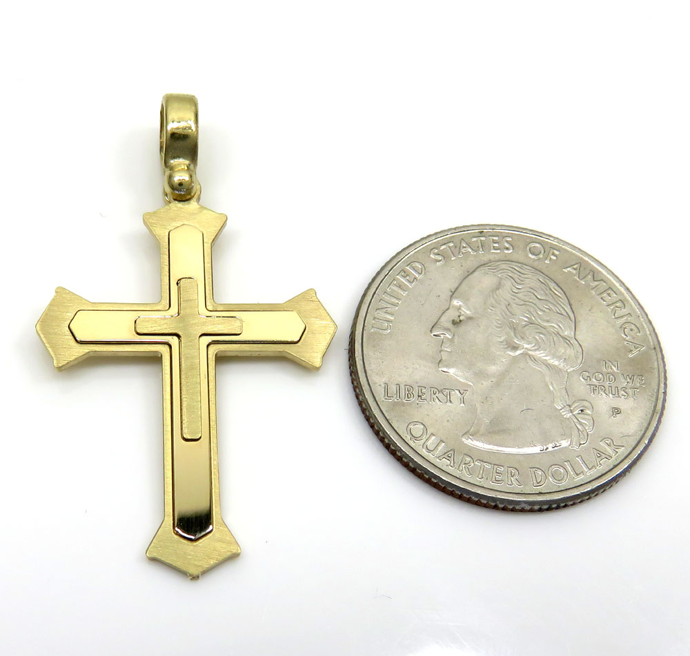 14k yellow gold triple stack pendant 