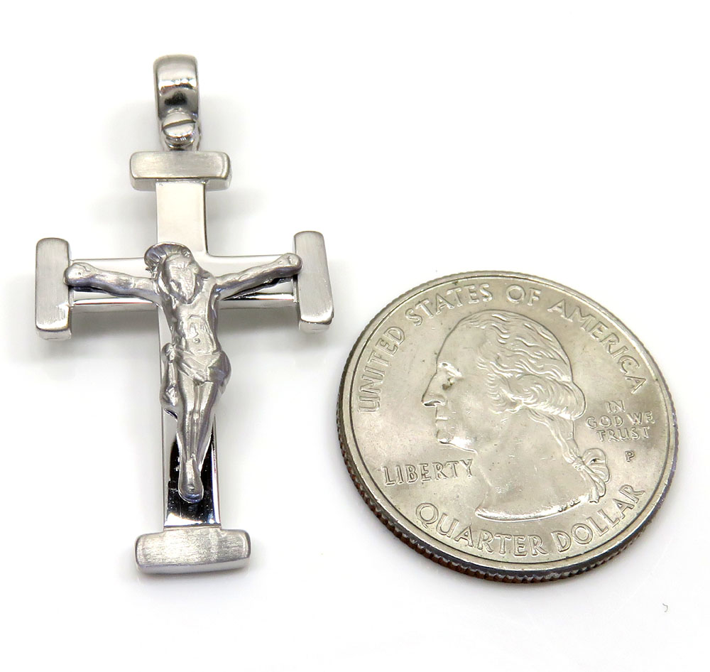 14k yellow and white gold two tone jesus cross 