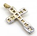 14k yellow and white gold two tone jesus stacked cross