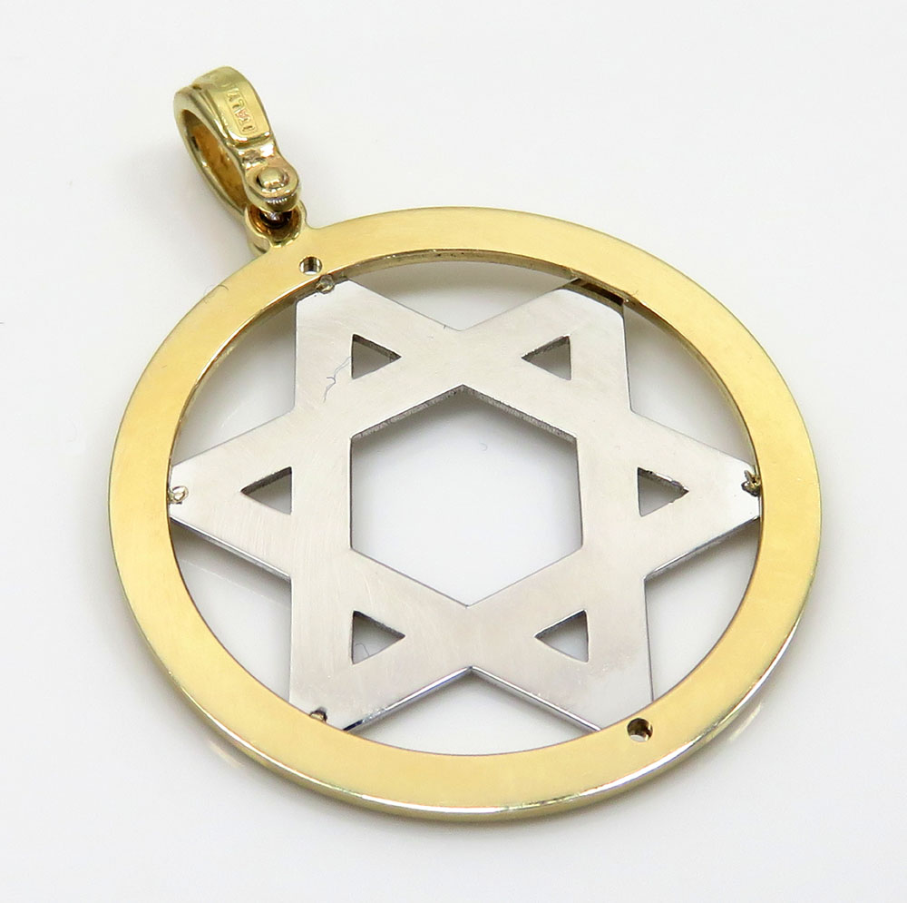 14k yellow and white gold two tone medium star of david pendant - Image 3