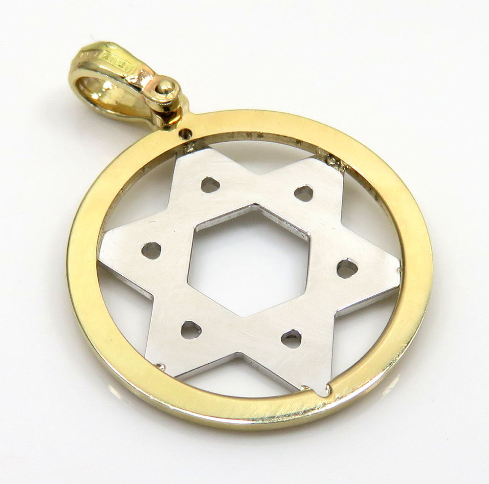 14k yellow and white gold two tone small star of david pendant 