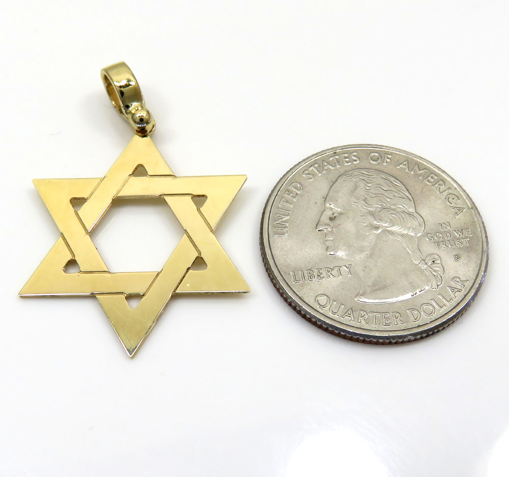 14k yellow gold medium star of david pendant 