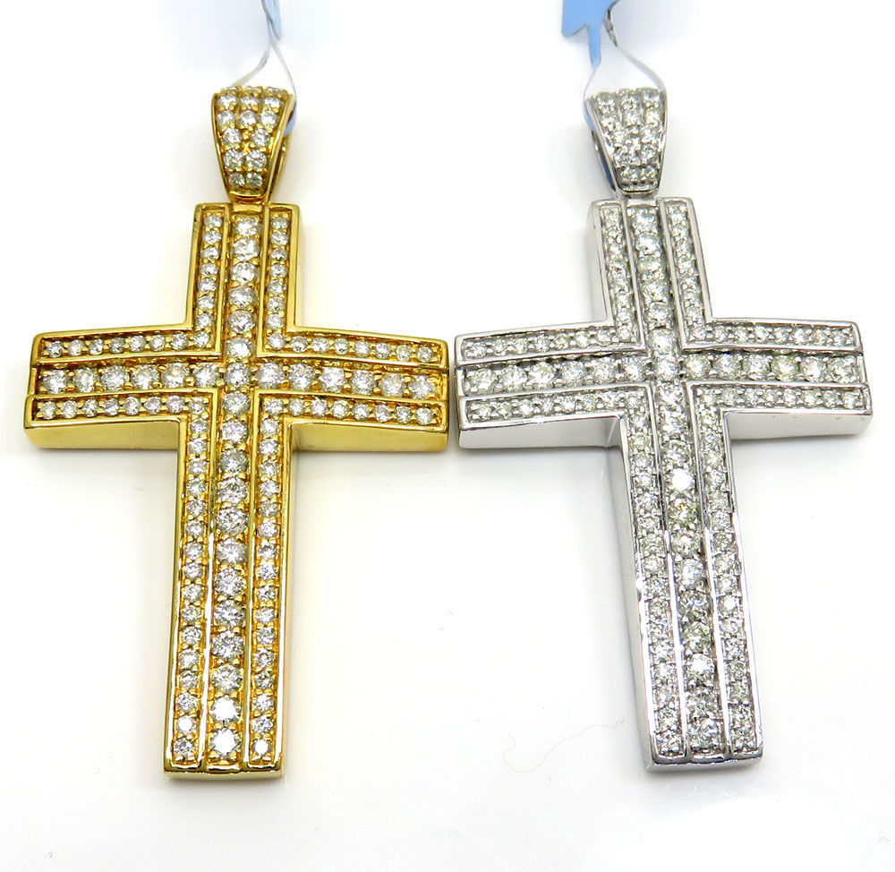 14k yellow or white gold three row cross 2.15ct