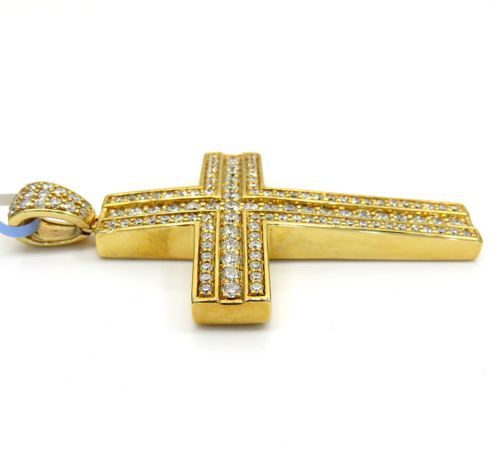 14k yellow or white gold three row cross 2.15ct