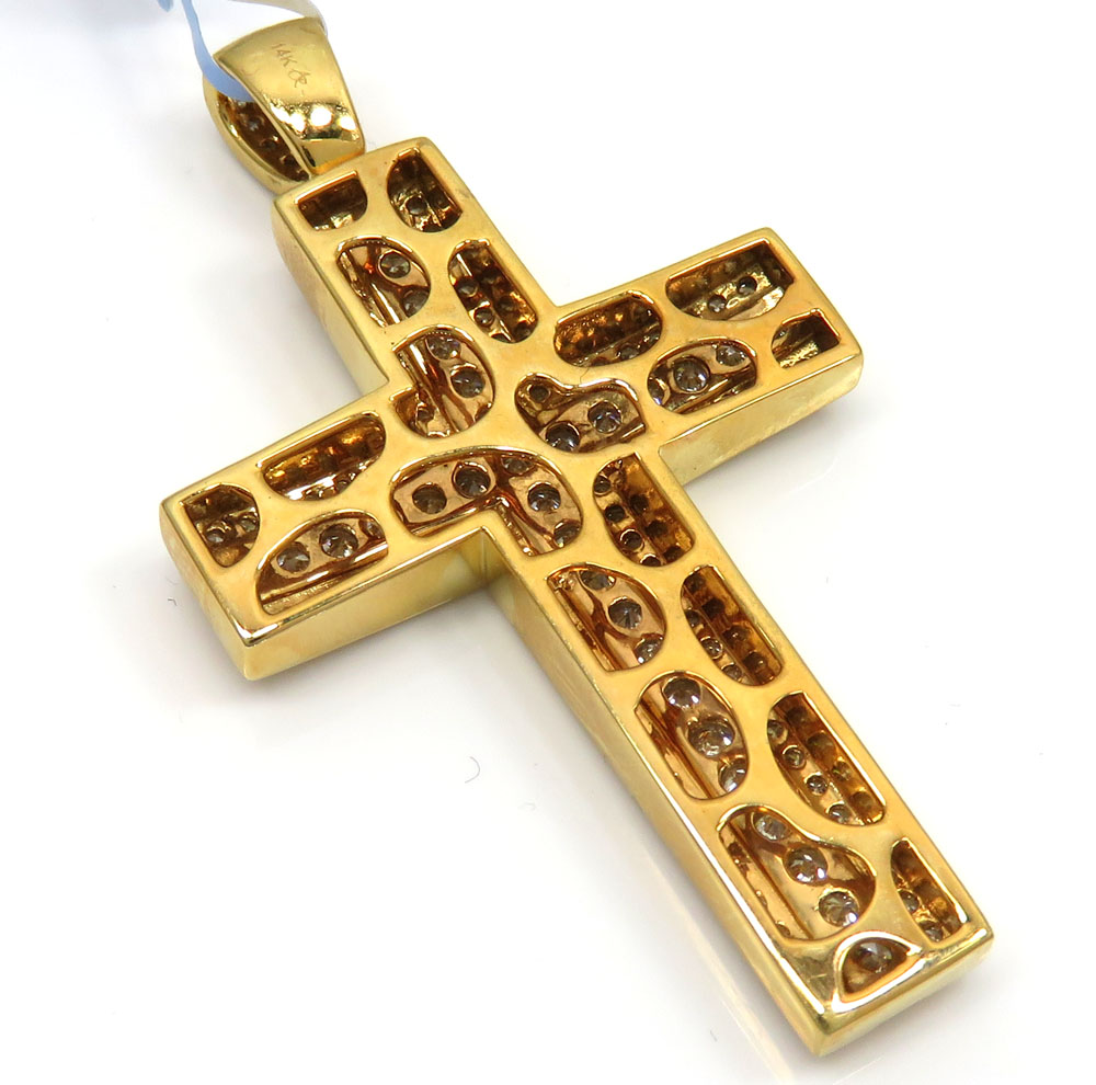 14k yellow or white gold three row cross 2.15ct