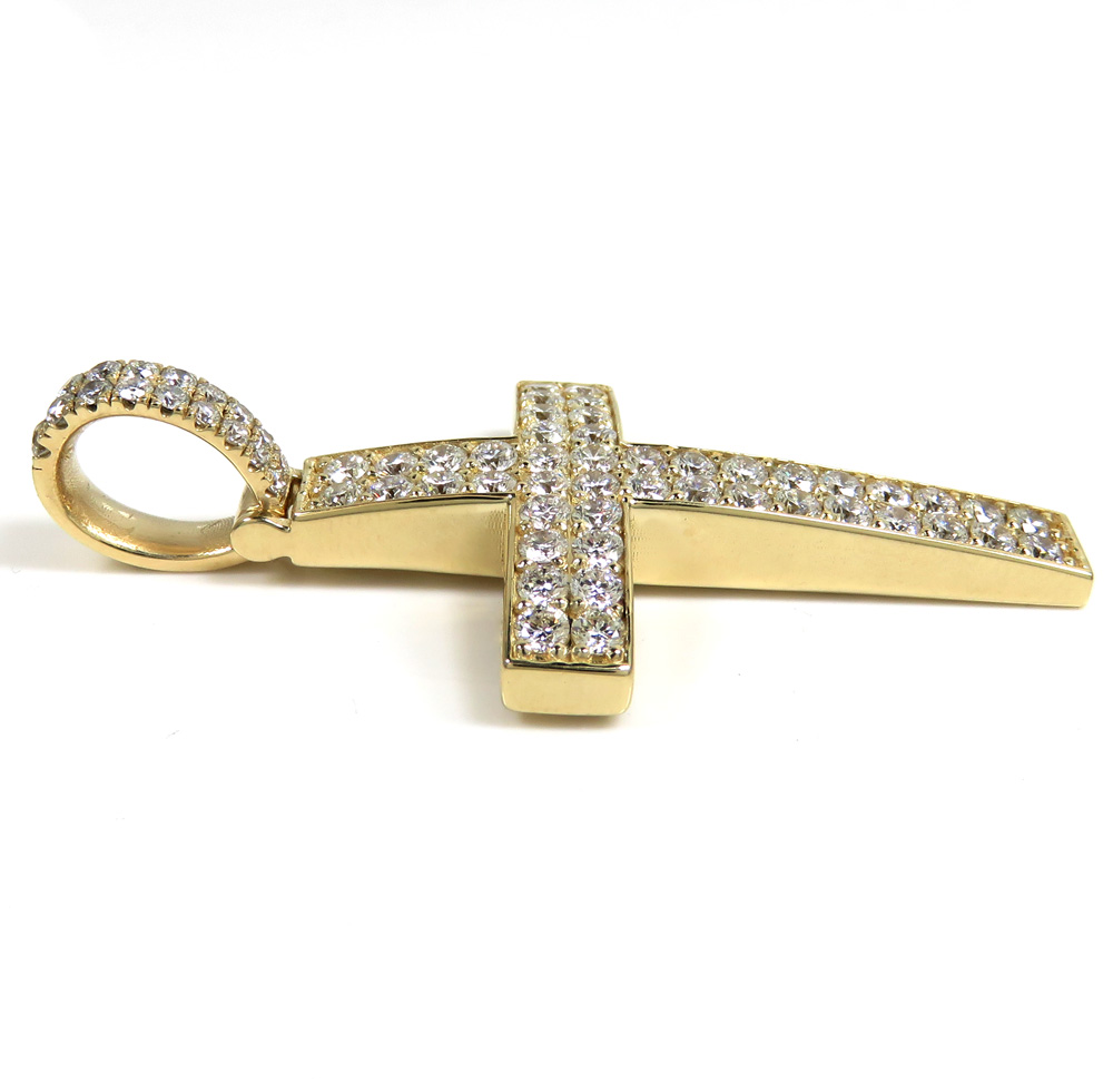 14k yellow gold two row cross 3.29ct