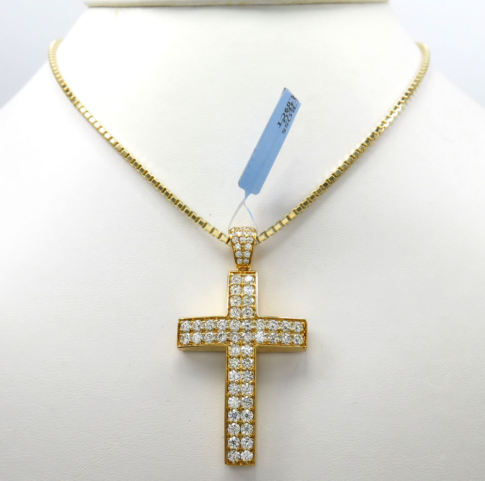 14k yellow gold two row cross 3.29ct