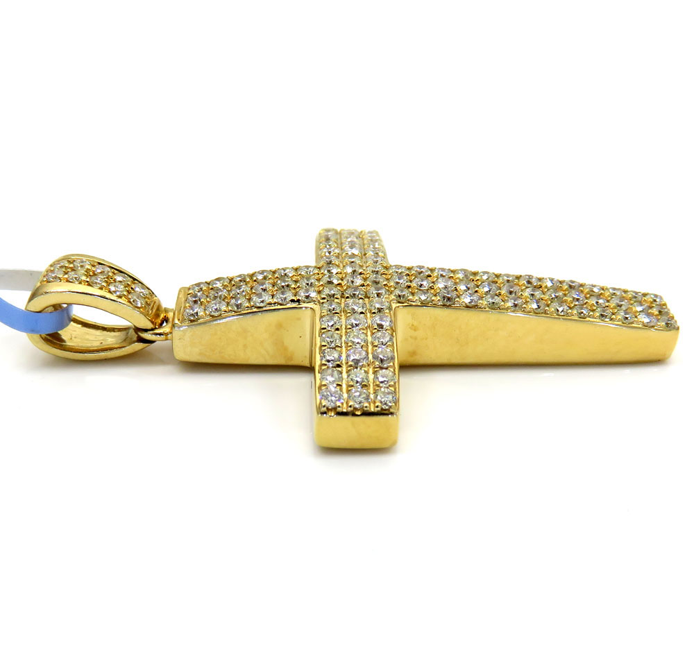 14k yellow or white gold 3x3 row vs diamond cross 1.02ct