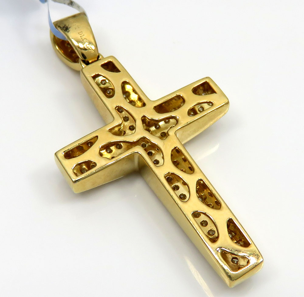 14k yellow or white gold 3x3 row vs diamond cross 1.02ct