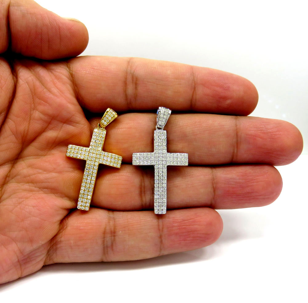 14k yellow or white gold 3x3 row vs diamond cross 1.02ct