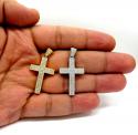 14k yellow or white gold 3x3 row vs diamond cross 1.02ct