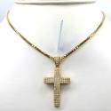 14k yellow or white gold 3x3 row vs diamond cross 1.02ct