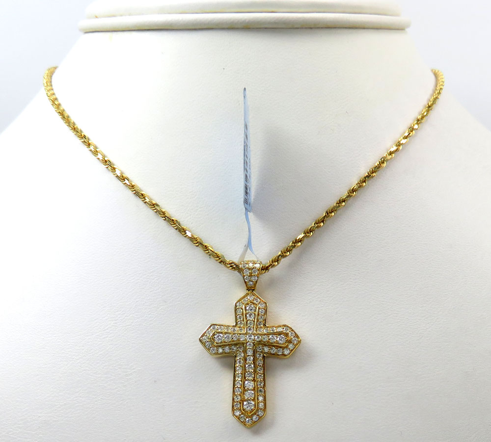14k yellow or white gold diamond sword cross 0.85ct