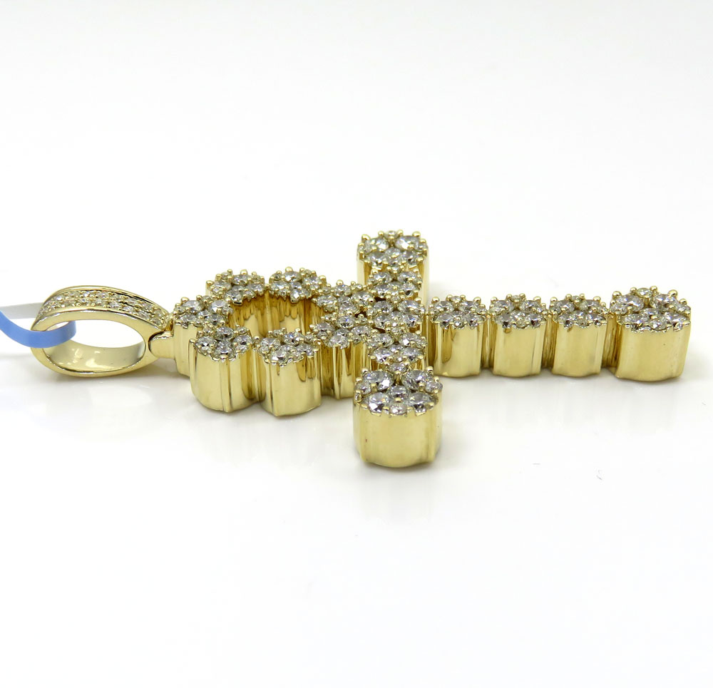 14k yellow or rose gold fancy diamond ankh cross 2.67ct