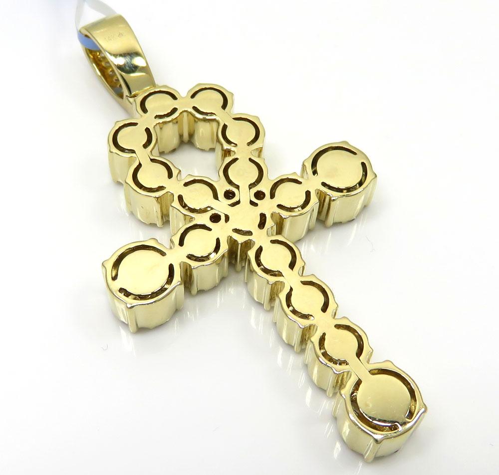 14k yellow or rose gold fancy diamond ankh cross 2.67ct