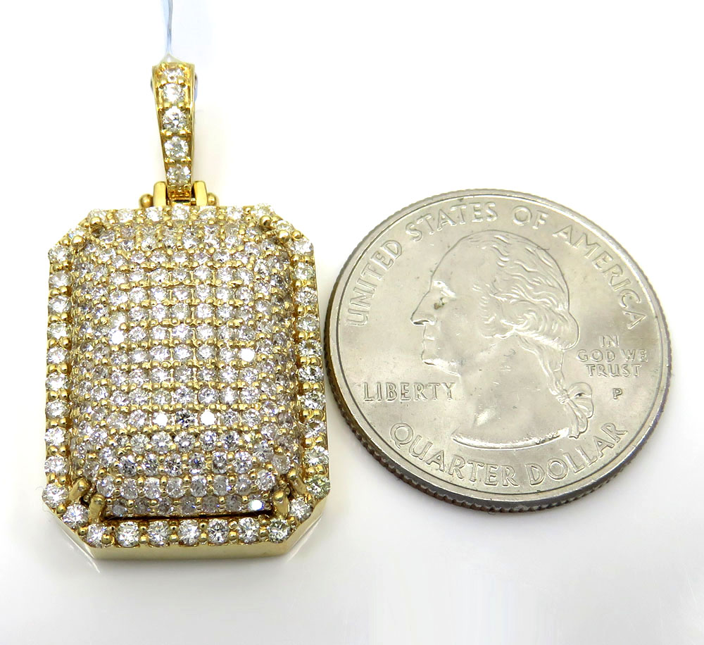 14k yellow gold fully iced diamond octagon pendant 2.70ct