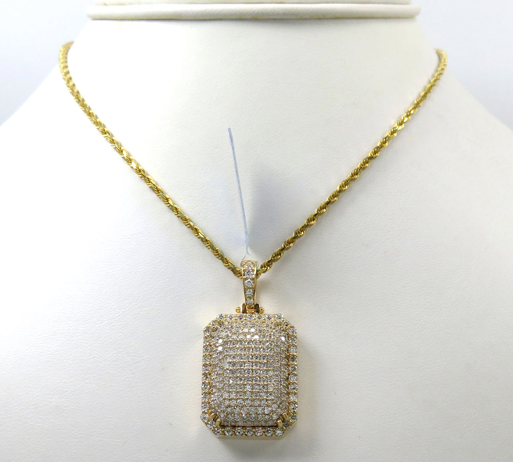 14k yellow gold fully iced diamond octagon pendant 2.70ct - Image 6