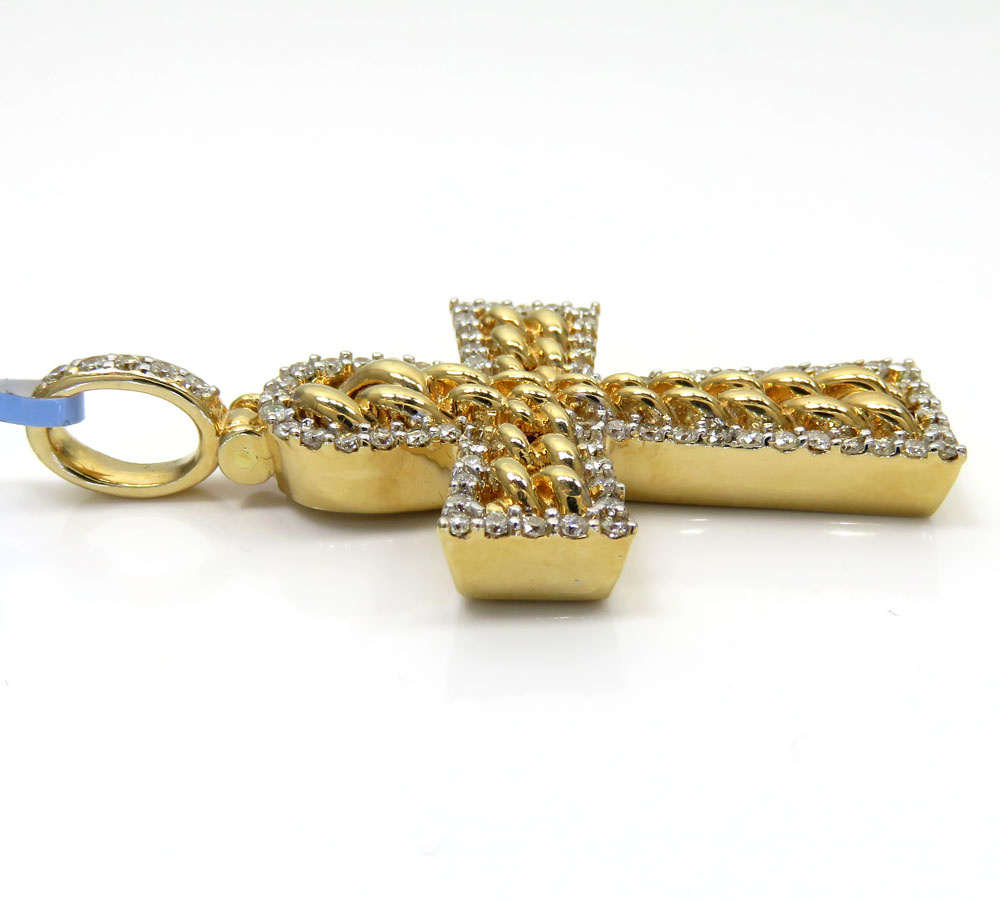 14k yellow or white gold diamond cuban cross 1.48ct