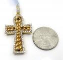 14k yellow or white gold diamond cuban cross 1.48ct
