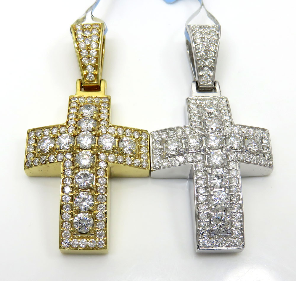 14k yellow or white gold diamond boxed arch cross 2.40ct - Image 2