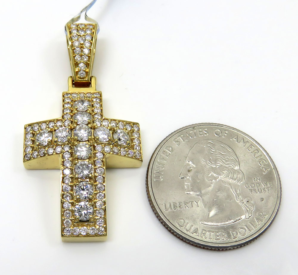 14k yellow or white gold diamond boxed arch cross 2.40ct - Image 3