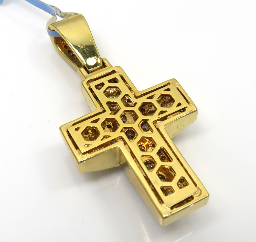 14k yellow or white gold diamond boxed arch cross 2.40ct