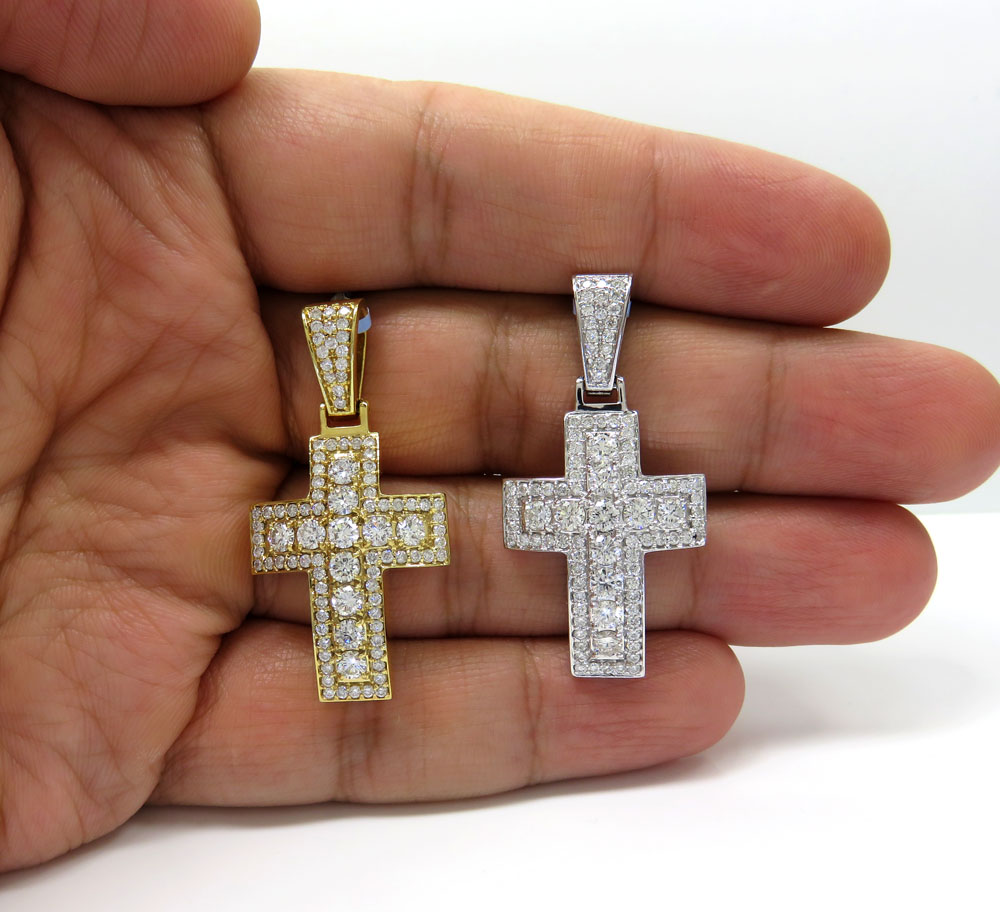 14k yellow or white gold diamond boxed arch cross 2.40ct