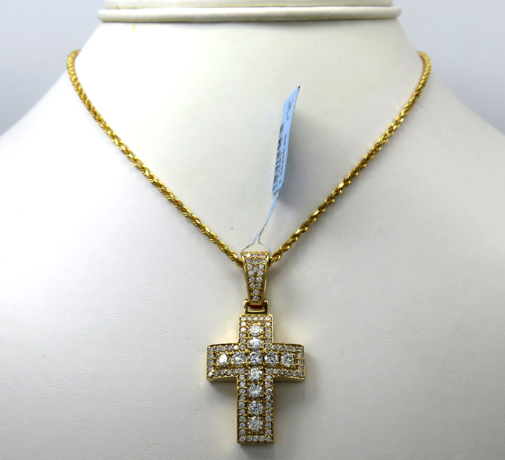 14k yellow or white gold diamond boxed arch cross 2.40ct