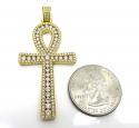 14k yellow gold slim frame diamond ankh cross 2.79ct