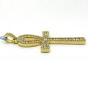 14k yellow gold slim frame diamond ankh cross 2.79ct