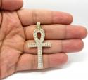 14k yellow gold slim frame diamond ankh cross 2.79ct