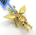 14k yellow white or rose gold mini crowned diamond baby cherub pendant 0.11ct