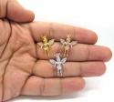 14k yellow white or rose gold mini crowned diamond baby cherub pendant 0.11ct