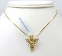 14k yellow white or rose gold mini crowned diamond baby cherub pendant 0.11ct