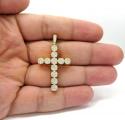 14k yellow gold large diamond 11 cluster cross 1.96ct