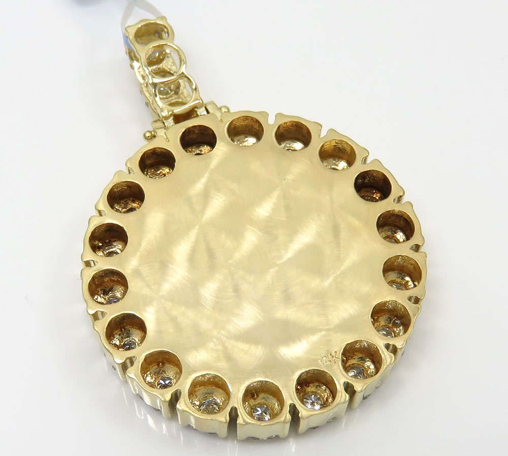 14k yellow gold fully iced medium medallion pendant 4.48ct