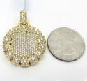 14k yellow gold fully iced small medallion pendant 3.05ct