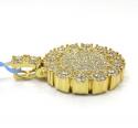 14k yellow gold fully iced small medallion pendant 3.05ct