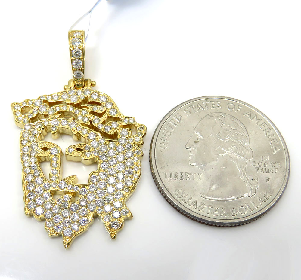 14k yellow or white gold stencil jesus piece 1.51ct