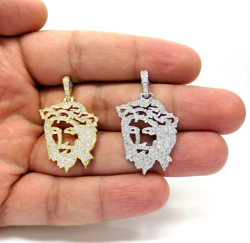 14k yellow or white gold stencil jesus piece 1.51ct