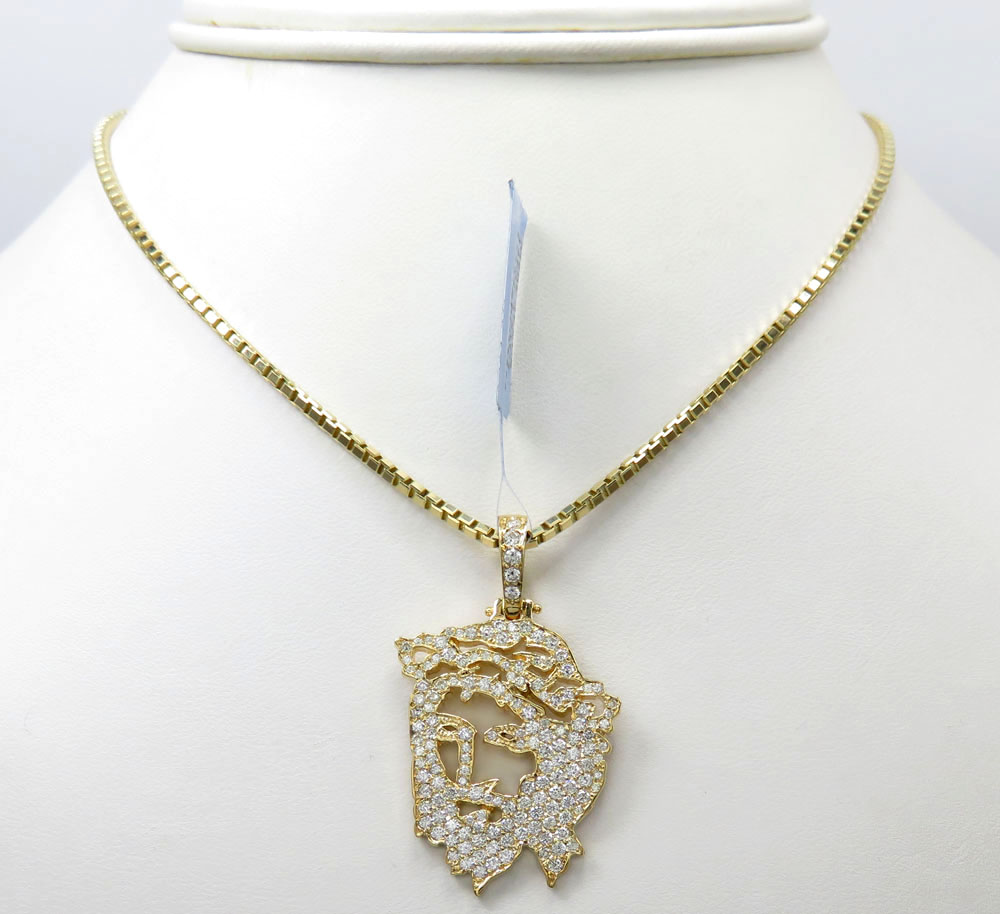 14k yellow or white gold stencil jesus piece 1.51ct