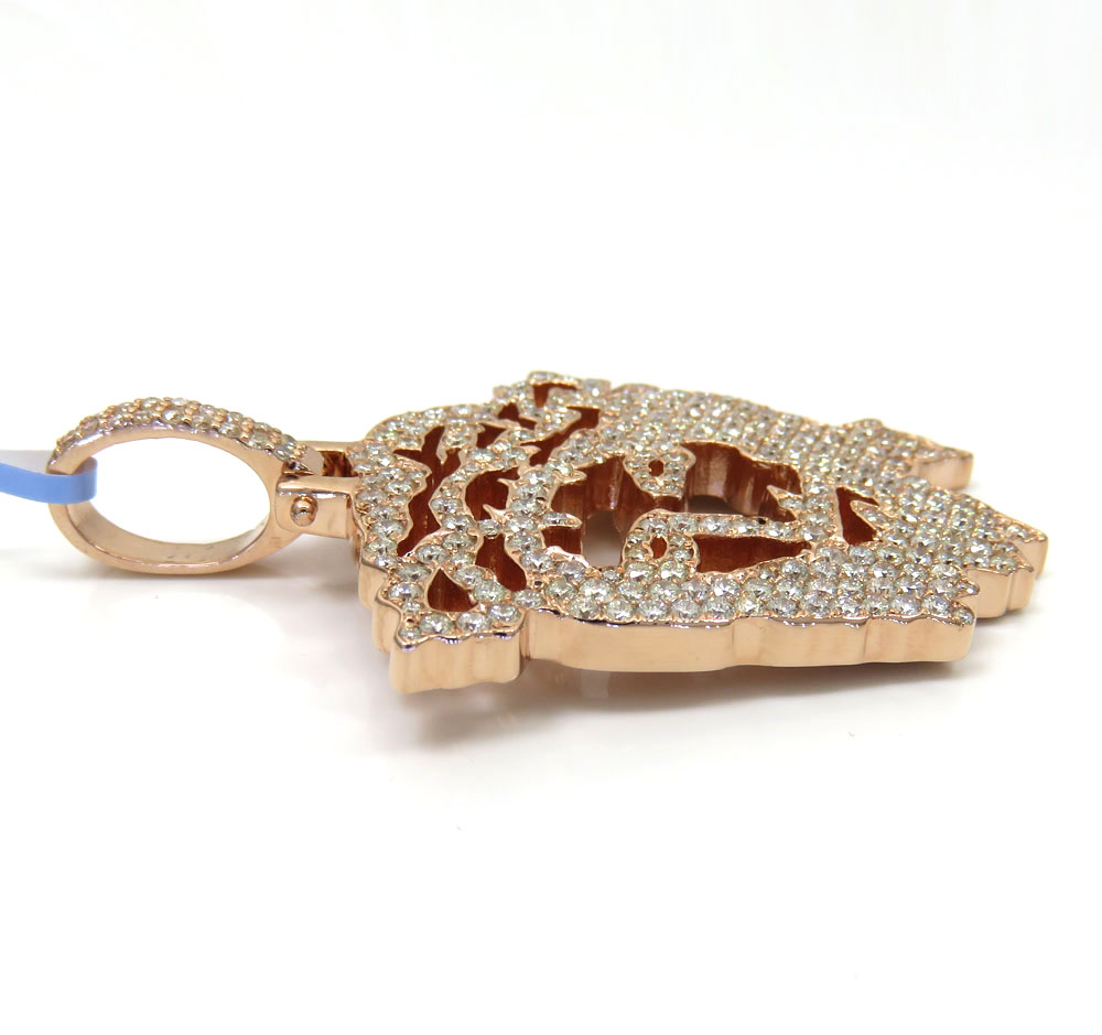 14k rose gold diamond stencil large jesus piece 3.41ct