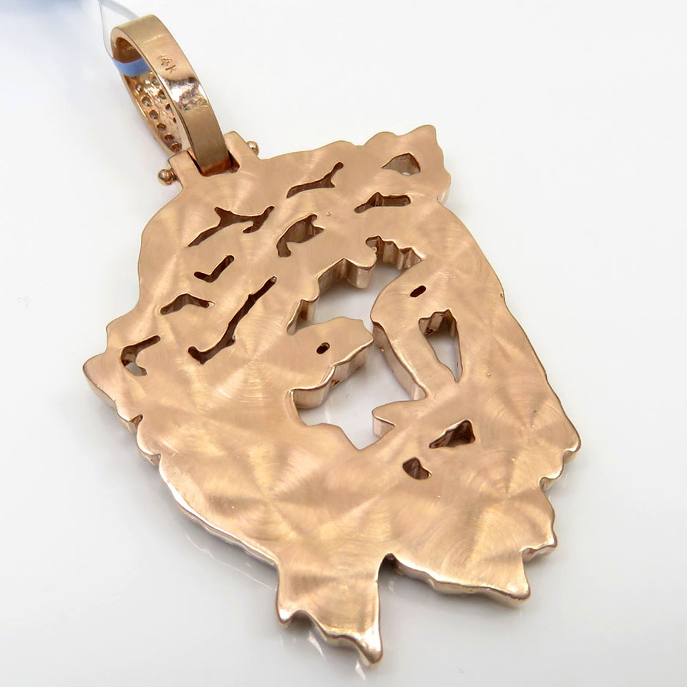 14k rose gold diamond stencil large jesus piece 3.41ct