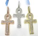 14k yellow white or rose gold thick frame diamond ankh cross 3.00ct