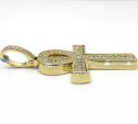 14k yellow white or rose gold thick frame diamond ankh cross 3.00ct