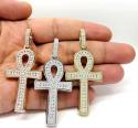 14k yellow white or rose gold thick frame diamond ankh cross 3.00ct