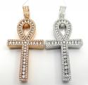 14k yellow white or rose gold channel diamond medium ankh cross 1.04ct